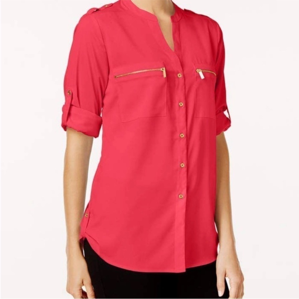 Calvin Klein Button Up Shirt Pink Gold - Picture 4 of 8